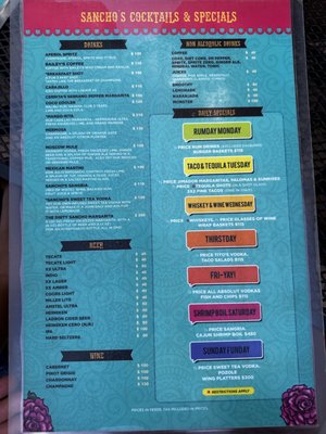 Menu photo 2 Sancho's Cabo San Lucas, BCS Menu photo 2 Sancho's Cabo San Lucas, BCS