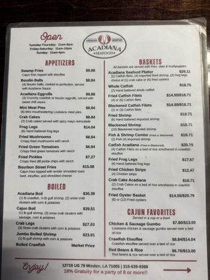 Menu photo 1 Acadiana Seafood Minden, LA