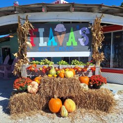 Flava's Ice Cream Shop - Fall decorations.