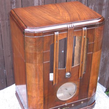 Crossroads Woodwork - Table Top Radio - after, with repaired/replaced veneer - Furniture Repair Near Me - East Flat Rock, North Carolina Crossroads Woodwork - Table Top Radio - after, with repaired/replaced veneer - Furniture Repair Near Me - East Flat Rock, North Carolina