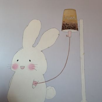 Foam Tea House - Interior - art work, so cute - Bubble Tea Near Me - San Francisco, California