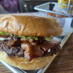 Double Bacon Blue Cheese Burger Double Bacon Blue Cheese Burger