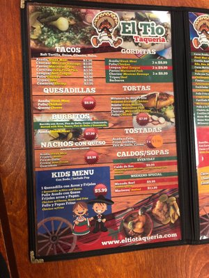 Menu photo 2 El Tio Taqueria Baton Rouge, LA Menu photo 2 El Tio Taqueria Baton Rouge, LA
