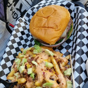 Grinderz - Cheese burger with pig sty fries - Burgers Near Me - Huntington Beach, California