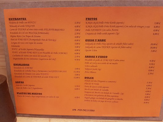 Menu photo 2 ToriKey Madrid, M