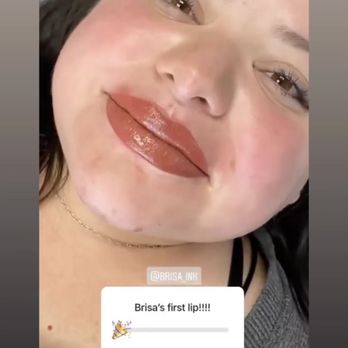 Ms Amber Red Permanent Makeup - My lips immediately after finished with our first session - Permanent Makeup Near Me - Henderson, Nevada
