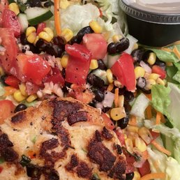 Mahi and Scallop cake salad