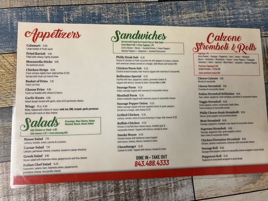 Menu photo 2 Bellissimo Italian Pizzaria Conway, SC Menu photo 2 Bellissimo Italian Pizzaria Conway, SC