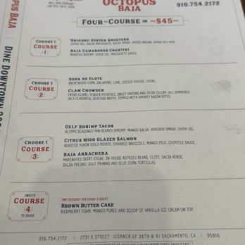 Octopus Baja - Four-course menu for Dine Downtown 2026 - Seafood Near Me - Sacramento, California