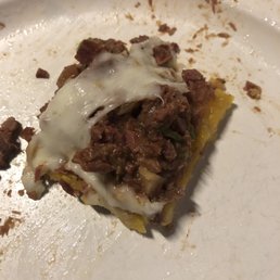 Fried plantains with beef and melted cheese Fried plantains with beef and melted cheese