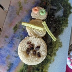 Leading Therapy Home - Example of the food snowman Miss Wendy had us make during a virtual session