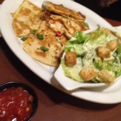 Kelseys Original Roadhouse - Chicken Quesadillas with a side of Caesar Salad