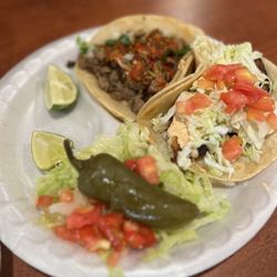 Julian's Tortilleria - Carne asada and fried fish tacos - IG: foodie.maps