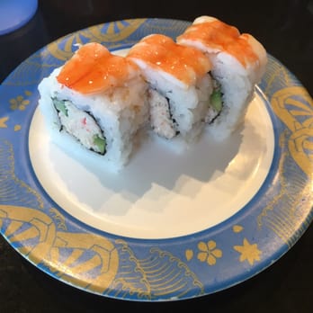 Kuru Kuru Sushi - Crab roll with shrimp on top - Sushi Bars Near Me - Bellingham, Washington Kuru Kuru Sushi - Crab roll with shrimp on top - Sushi Bars Near Me - Bellingham, Washington