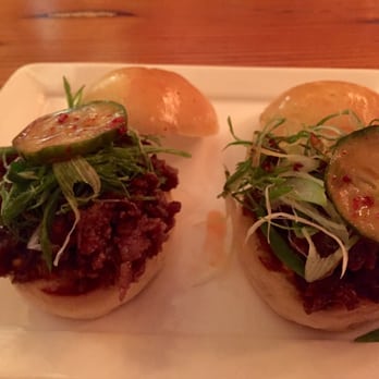 Danji - Bulgogi Beef Sliders with Spicy Pickled Cucumber and Scallion Salsa - Korean Near Me - New York, New York Danji - Bulgogi Beef Sliders with Spicy Pickled Cucumber and Scallion Salsa - Korean Near Me - New York, New York