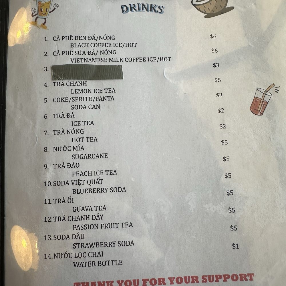 Com Tam Bui - Drink menu - Vietnamese Near Me - Garden Grove, California