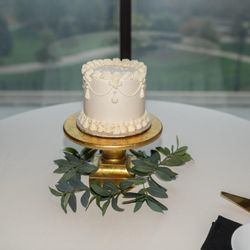 Made by Lia - Close up of cake. "Just Married" piped on top in cursive
