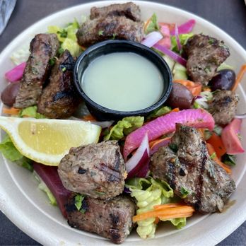 Falafel Tazah - Grilled Beef Kabob Salad - Falafel Near Me - San Carlos, California