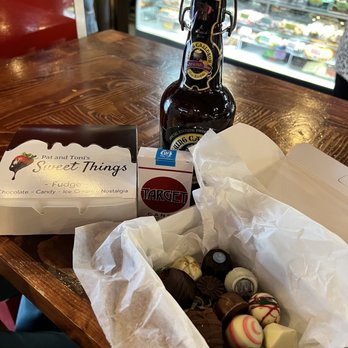 Pat and Toni's Sweet Things - Box of truffles, box of fudge, butterscotch soda, candy cigarettes. YUM! - Ice Cream & Frozen Yogurt Near Me - Deland, Florida