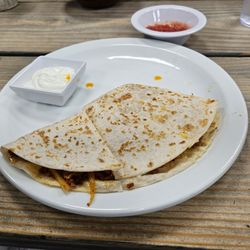 Salmoncito - My quesadilla. I already ate a piece when I remembered to take a photo.