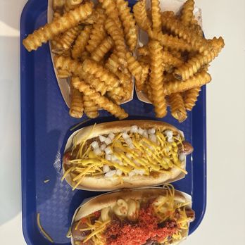 Haute Doggery - Mac and Cheese dog and Detroit Coney Classic. Both combos with fries & a bottle of soda. - Hot Dogs Near Me - Las Vegas, Nevada Haute Doggery - Mac and Cheese dog and Detroit Coney Classic. Both combos with fries & a bottle of soda. - Hot Dogs Near Me - Las Vegas, Nevada