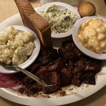 Slow and Low Bar B Que - Burnt ends. Yes, I love these sides, could not pick only 2. Potato salad, toast, slaw, cornbread and macNcheese. That's right! - American Near Me - Cocoa Beach, Florida Slow and Low Bar B Que - Burnt ends. Yes, I love these sides, could not pick only 2. Potato salad, toast, slaw, cornbread and macNcheese. That's right! - American Near Me - Cocoa Beach, Florida