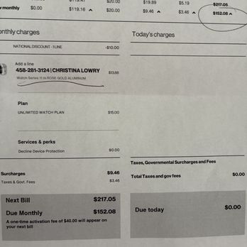 Verizon - Showing the increase of my bill when I didn't order anything else. - Mobile Phones Near Me - Bend, Oregon