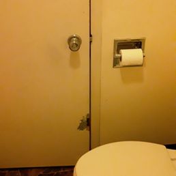 The door and toilet situation.
