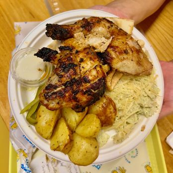 Dizzy Bird - Their Half Chicken plate w/ lemon garlic potatoes and Pesto Pasta is AMAZING. - Chicken Shop Near Me - Irvine, California Dizzy Bird - Their Half Chicken plate w/ lemon garlic potatoes and Pesto Pasta is AMAZING. - Chicken Shop Near Me - Irvine, California