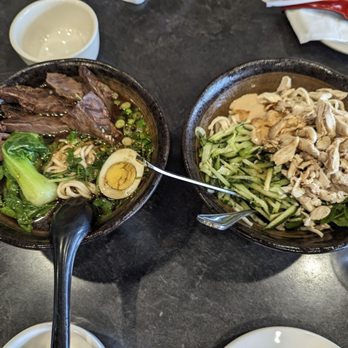 Dumpling Yo! - Left: Braised Beef Noodles Right: Cold Noodles with Shredded Chicken - Dim Sum Near Me - Sacramento, California Dumpling Yo! - Left: Braised Beef Noodles Right: Cold Noodles with Shredded Chicken - Dim Sum Near Me - Sacramento, California