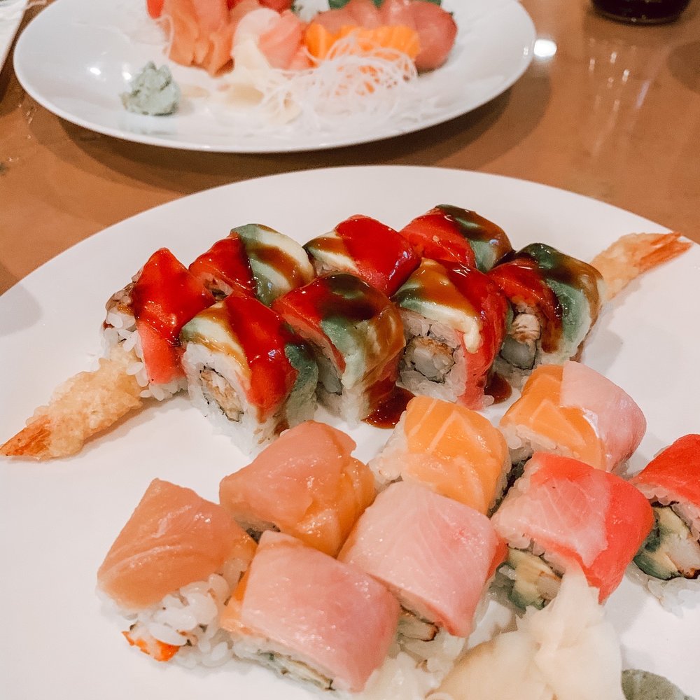 Hinoki - Sashimi plate, Ichi Roll, and Rainbow Roll - Japanese Near Me - Hilton Head Island, South Carolina