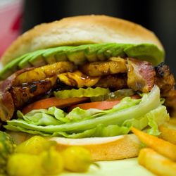 Teriyaki House Grill - Massive teriyaki chicken burger (bacon, cheese, avocado + pineapple)