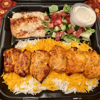 Rafo's Cafe - Chicken kabob with salad and hummus. - Pizza Near Me - Burbank, California