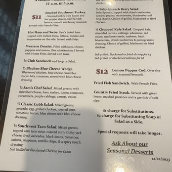Sam's Food & Spirits - Lunch menu -- May 2024 - American Near Me - Floyds Knobs, Indiana