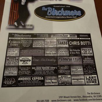 Birchmere - Menu - Music Venues Near Me - Alexandria, Virginia Birchmere - Menu - Music Venues Near Me - Alexandria, Virginia
