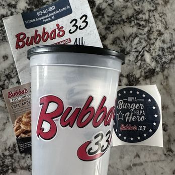 Bubba's 33 - Bubba cup, free app card, sticker & menu - American Near Me - Peoria, Arizona
