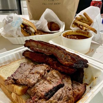 Martin's Bar-B-Que Joint - Big Brothers Sampler- Memphis Dry Rub/ Brisket/ Cheeseburger/ Baked Beans/ Hoe Cakes/ Hush Puppies/ Fries - Barbeque Near Me - Nolensville, Tennessee Martin's Bar-B-Que Joint - Big Brothers Sampler- Memphis Dry Rub/ Brisket/ Cheeseburger/ Baked Beans/ Hoe Cakes/ Hush Puppies/ Fries - Barbeque Near Me - Nolensville, Tennessee