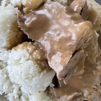 Rainbow Drive-In - ROAST PORK WITH GRAVY PLATE - Hawaiian Near Me - Honolulu, Hawaii Rainbow Drive-In - ROAST PORK WITH GRAVY PLATE - Hawaiian Near Me - Honolulu, Hawaii