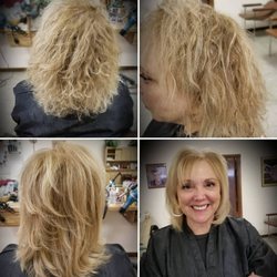 Before and after Brazilian keratin, wash and style the same day. For body I used Mousse Gel. Next week she'll be getting her roots touch up.