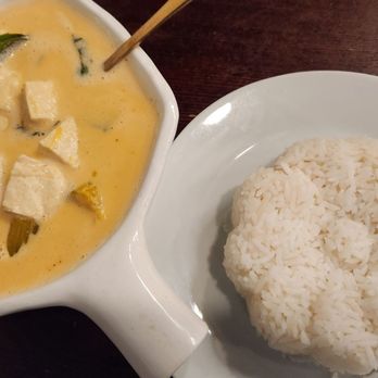 Coconut Rabbit - My veg version of pumpkin curry was flavorful, accompanied by perfectly prepared rice. - Thai Near Me - Los Alamitos, California