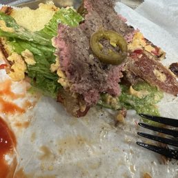 Half cooked burger Half cooked burger