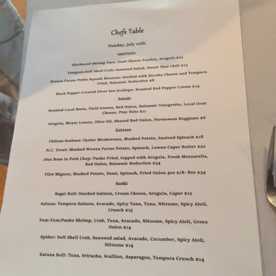 Menu photo 5 The Chef's Table at Sorrento's Banner Elk, NC Menu photo 5 The Chef's Table at Sorrento's Banner Elk, NC