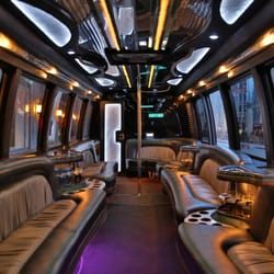 Chitown LimoBus - 40 passenger limo bus interior during night time