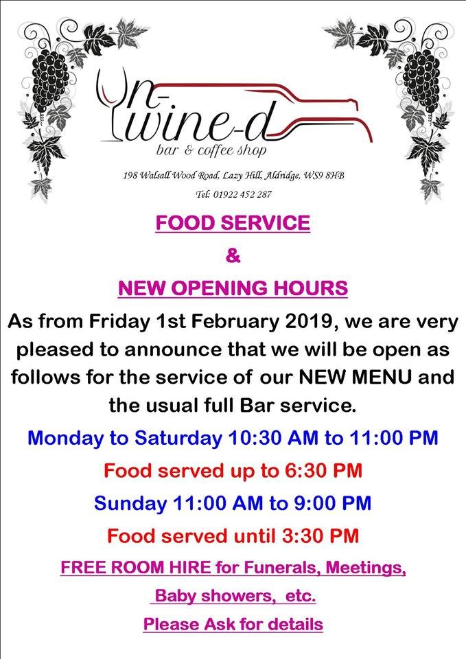 UNWINED BAR & COFFEE SHOP 198 Walsall Wood Road, Walsall, West