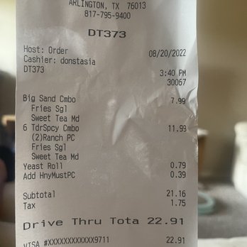 Golden Chick - a receipt for a restaurant - Fast Food Near Me - Arlington, Texas Golden Chick - a receipt for a restaurant - Fast Food Near Me - Arlington, Texas