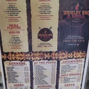 Wrigley BBQ & Grill - Menu 2/5/23 - Southern Near Me - Long Beach, California