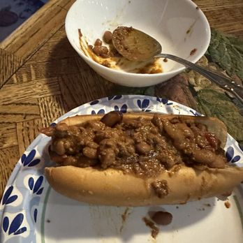 Chris' & Pitt's - The chili dog I made at home with the chili from Chris and Pitts - Barbeque Near Me - Downey, California