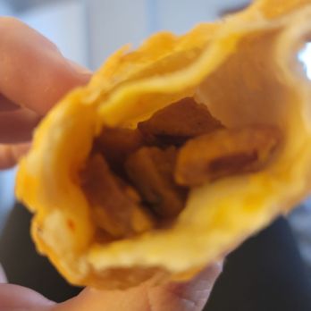 Chamo's Bagel & Grill - Inside chorizo empanada-just meat and it falls out. Kind of boring but the green sauce makes it - Bagels Near Me - Neptune City, New Jersey Chamo's Bagel & Grill - Inside chorizo empanada-just meat and it falls out. Kind of boring but the green sauce makes it - Bagels Near Me - Neptune City, New Jersey