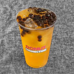 Donut Connection - Mango Fruit tea with tapioca pearl
