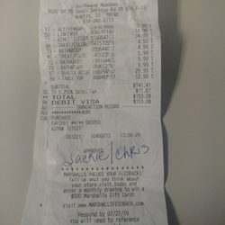 Marshalls - Receipt from 7/13